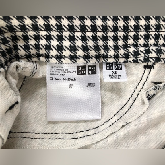 New Uniqlo stretch black white houndstooth leggings jeggings skinny pants XS - Picture 7 of 7